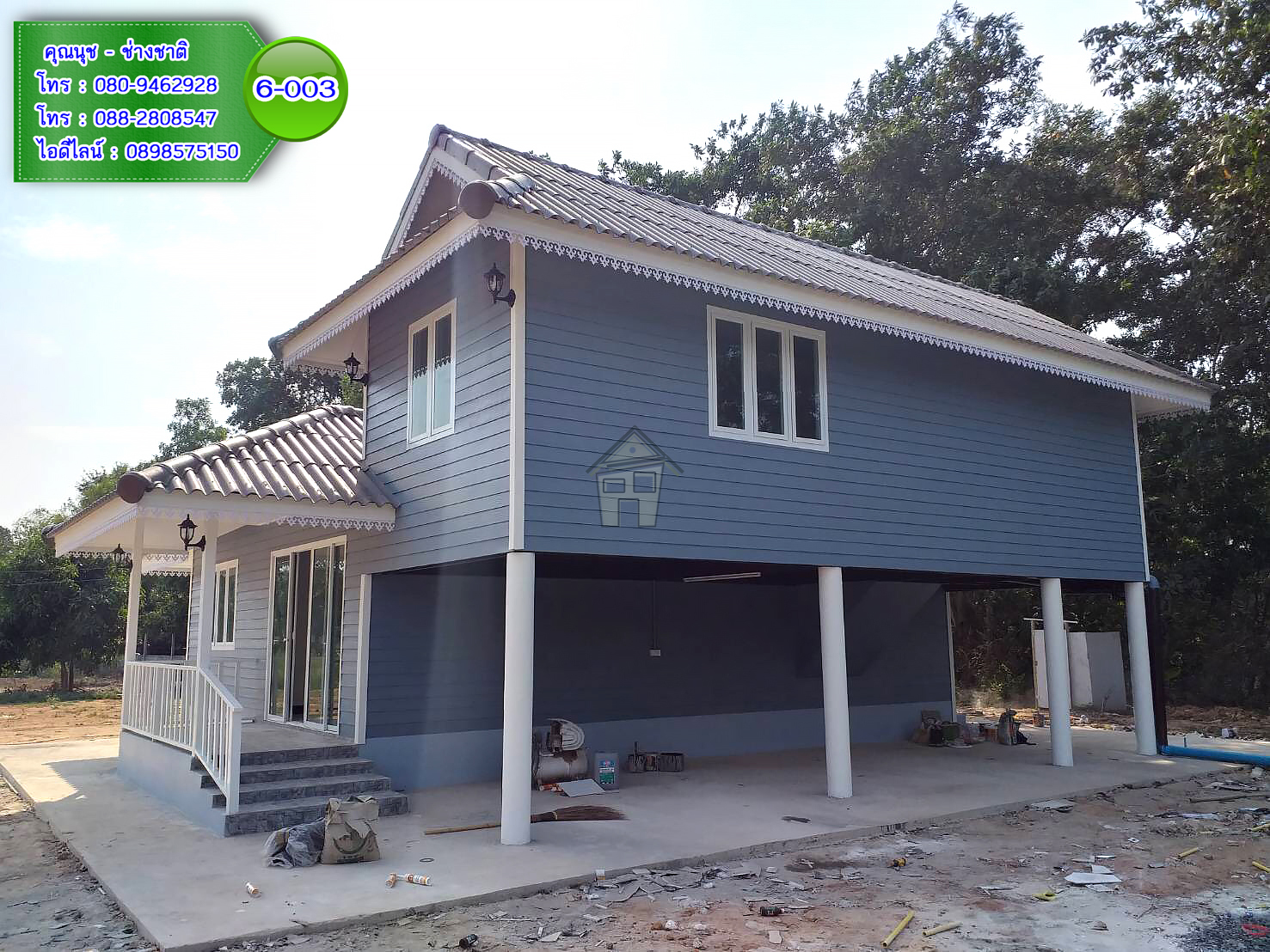 6-003 บ้านน็อคดาวน์ทรงปั้นหยาผสมมะนิลา