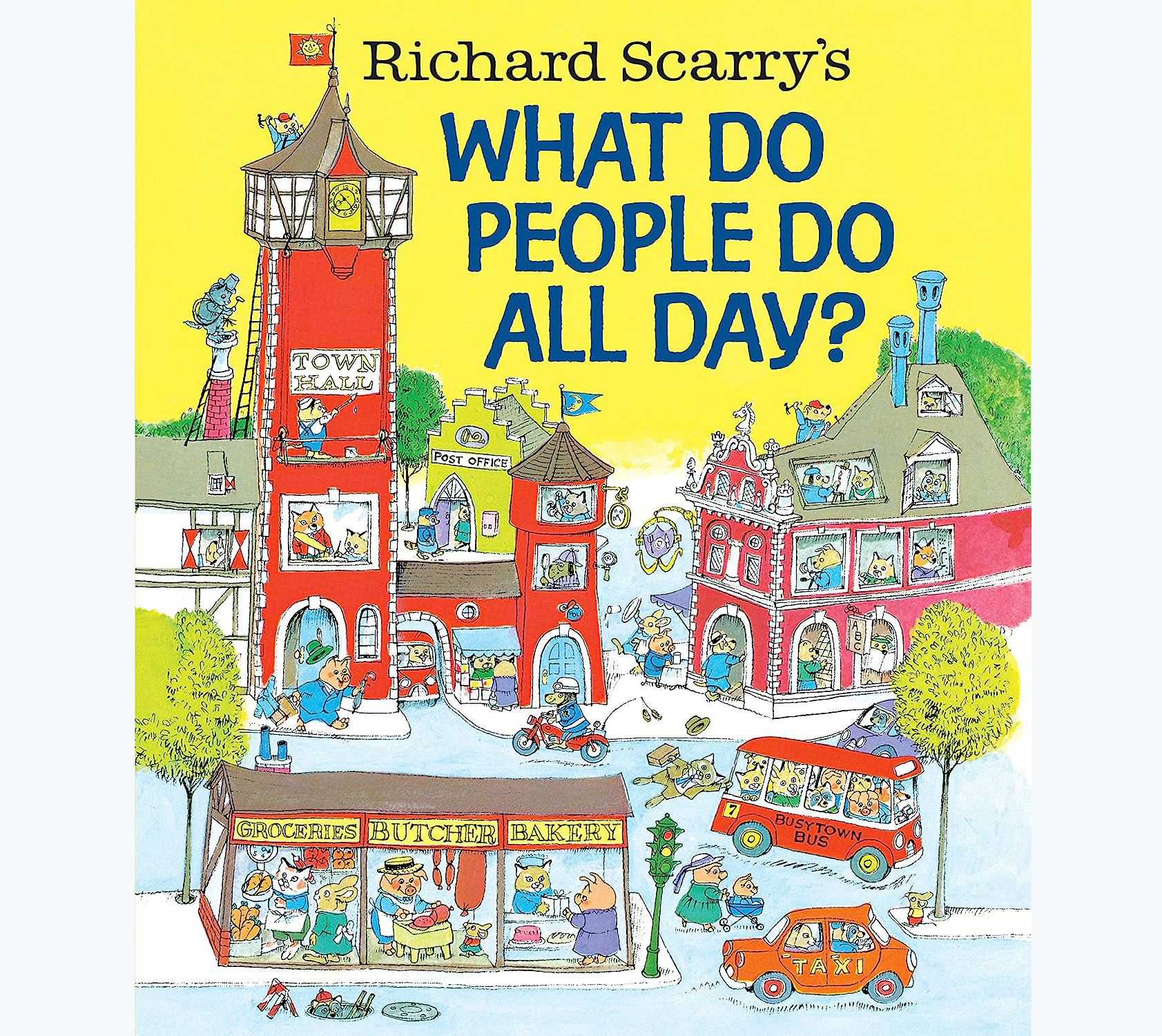 [หนังสือ เด็ก] PuiAlphabet: Richard Scarry'sWhat Do People Do All Day? (Brand New) ปกอ่อน รวมนิทาน #richard Printed in USA