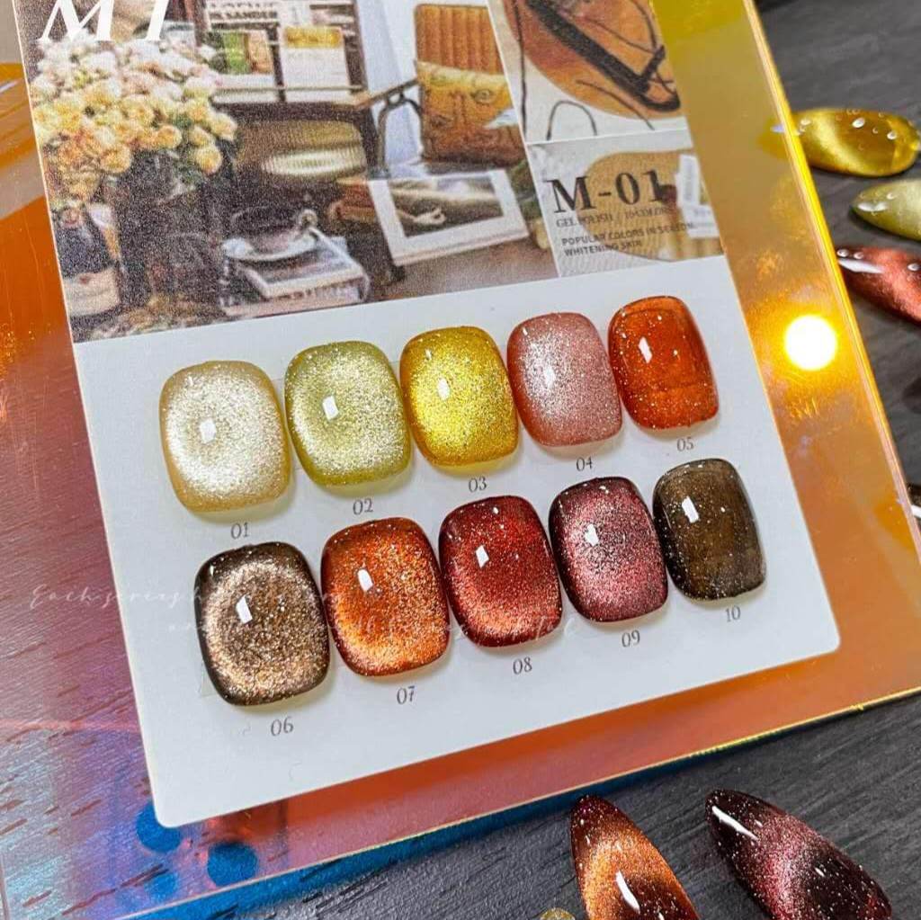 [1Set/10ขวด] ชุดสีเจล สีเจลแฟลช แคทอาย แบรนด์VENDEENI M1 ขนาด15ml แถมชาร์ตสี!!