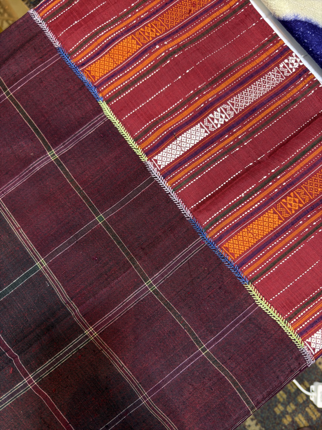 โสร่งโบราณ ขิดไหม ขนาด1x2เมตร สีแดง รหัส R4F-155-12468152