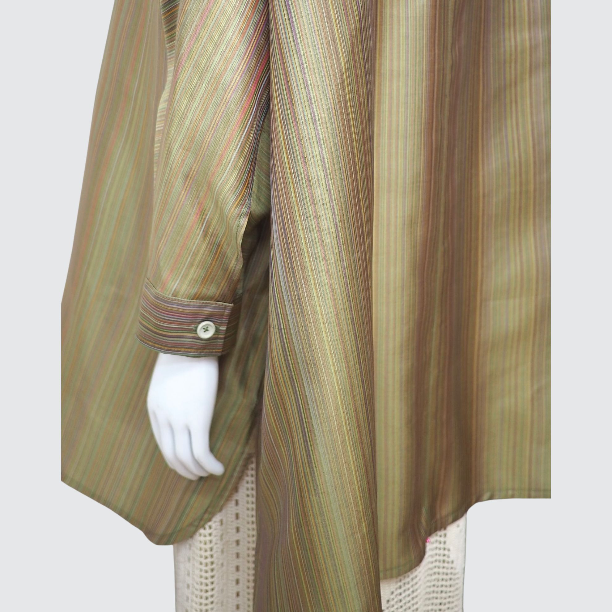 เสื้อแขนยาว ใส่เป็นเดรสได้ ตัดเย็บจากผ้าไหมลายริ้ว ไหมแท้ 100% | ตัดเย็บตามรูปร่าง | เลือกผ้า ส่งไซส์ได้