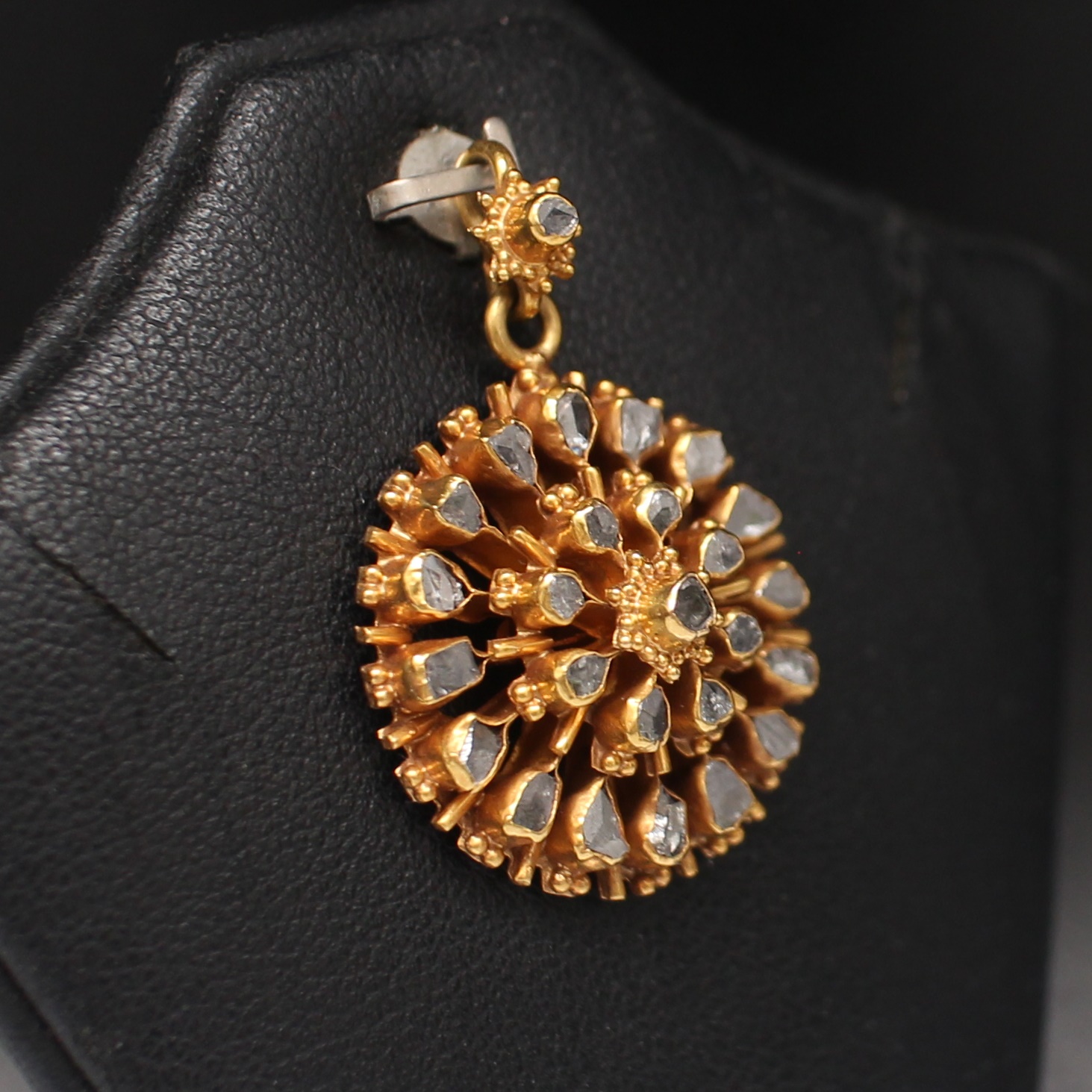 PD25154 จี้เพชรซีกกลม ทองแท้ 90% นน.รววม 6.3 กรัม