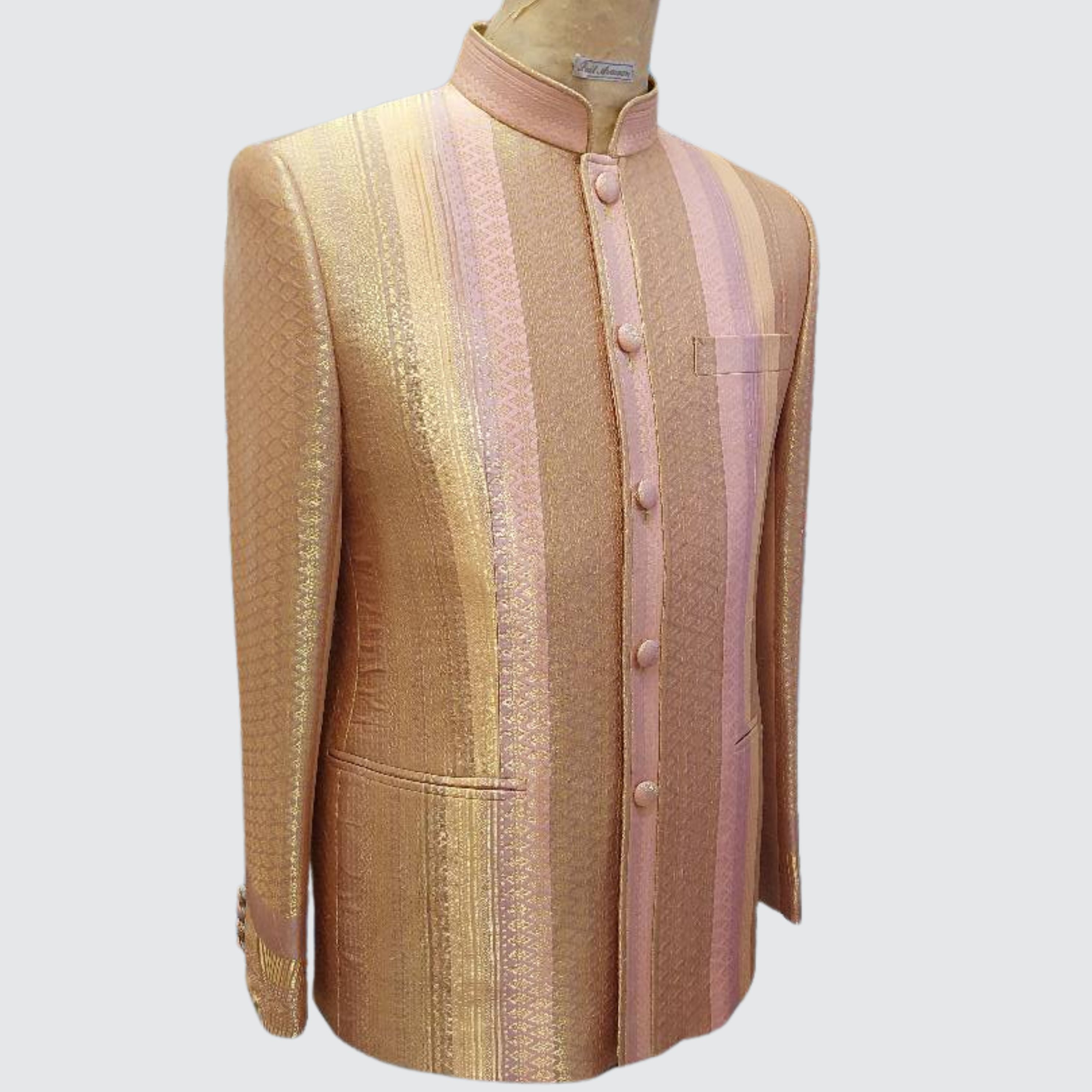 เสื้อสูทพระราชทาน แขนยาว ไหมยกดอกสุรินทร์ | ตัดเย็บตามรูปร่าง | เลือกสีผ้า ส่งไซส์ได้