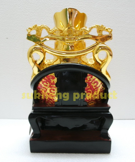 เทพเจ้าไฉ่ซื่งเอี้ยเรซิ่นสี ปางนั่งถือเงินทอง ขนาด 10 นิ้ว