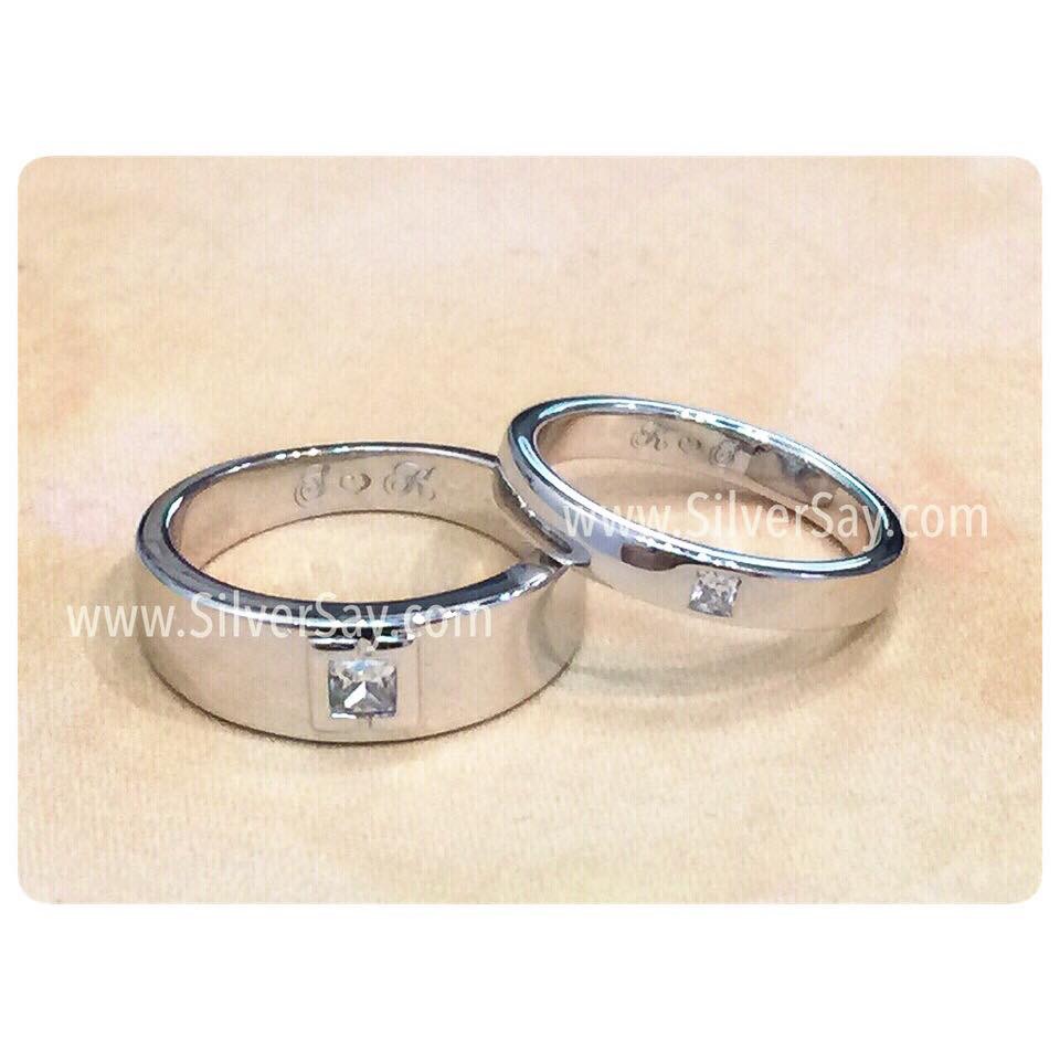 แหวนเพชรสวิสสี่เหลี่ยมพริ้นเซสคัท 3x3 มม./กระเปราะตัว c ประกบ