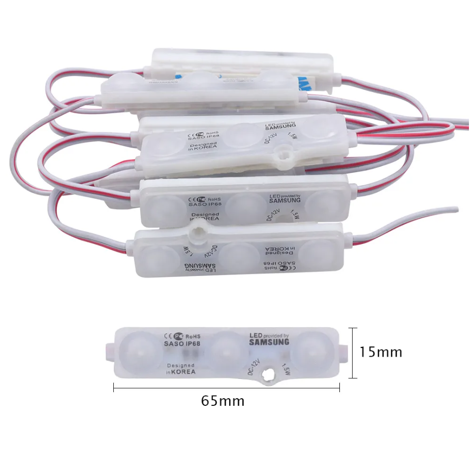LED Module 1.5W 12V PVC เลนส์กระจายแสง สีขาว