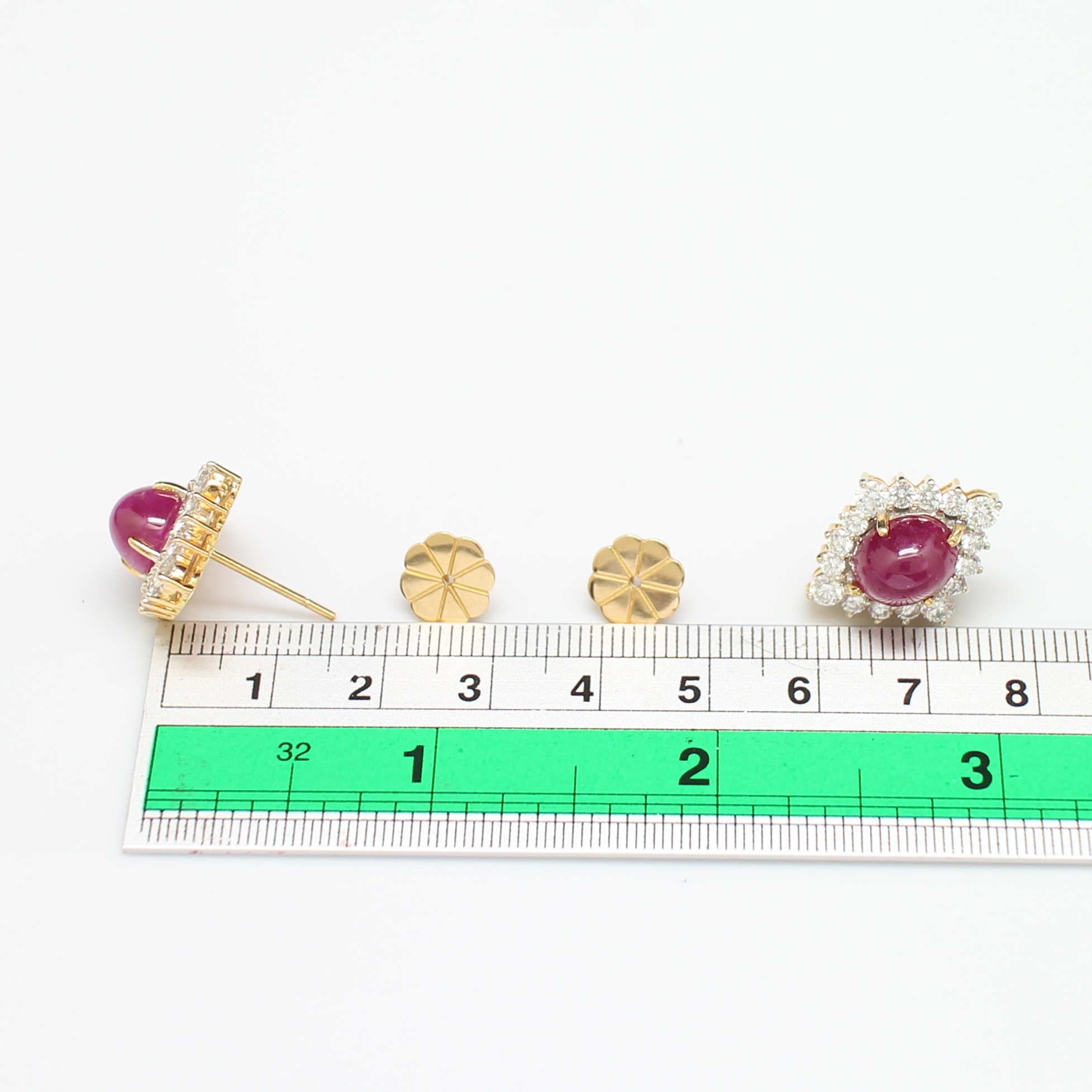 ER25162 ต่างหูทับทิมพม่าล้อมเพชร เพชรแท้ 32 เม็ด 1.92 กะรัต ทองแท้ 90% นน.รวม 10.6 กรัม มีเซอร์ SGL