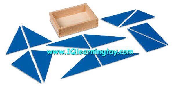 Montessori-Constructive Triangle ชุดกล่องสามเหลี่ยมสีฟ้า สอนพื้นฐานหลักคณิตศาสตร์และความคิดสร้างสรรค์ ส่งฟรี