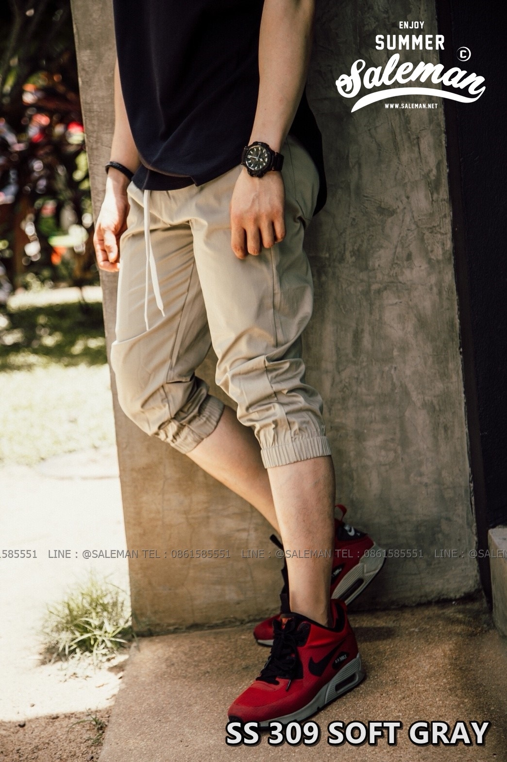 กางเกงสามส่วน พรีเมี่ยม ผ้า COTTON รหัส SS 309 SOFT GRAY สีเทาอ่อน