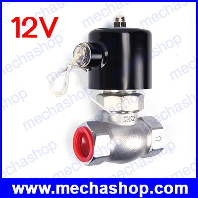 โซลินอยด์วาล์วไฟฟ้า ระบบไอน้ำ High temp 180 องศา Hot water air solenoid valve DC 12V DN15 1/2" US PTFE NC stainless steel steam valve (สินค้า Pre-Order)