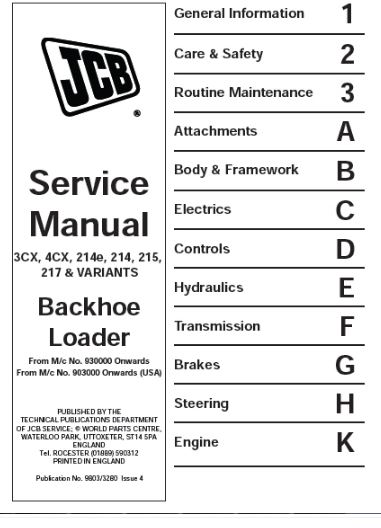 คู่มือซ่อม วงจรไฟฟ้า วงจรไฮดรอลิก จักรกลหนัก JCB Backhoe Loader (ทั้งคัน) EN