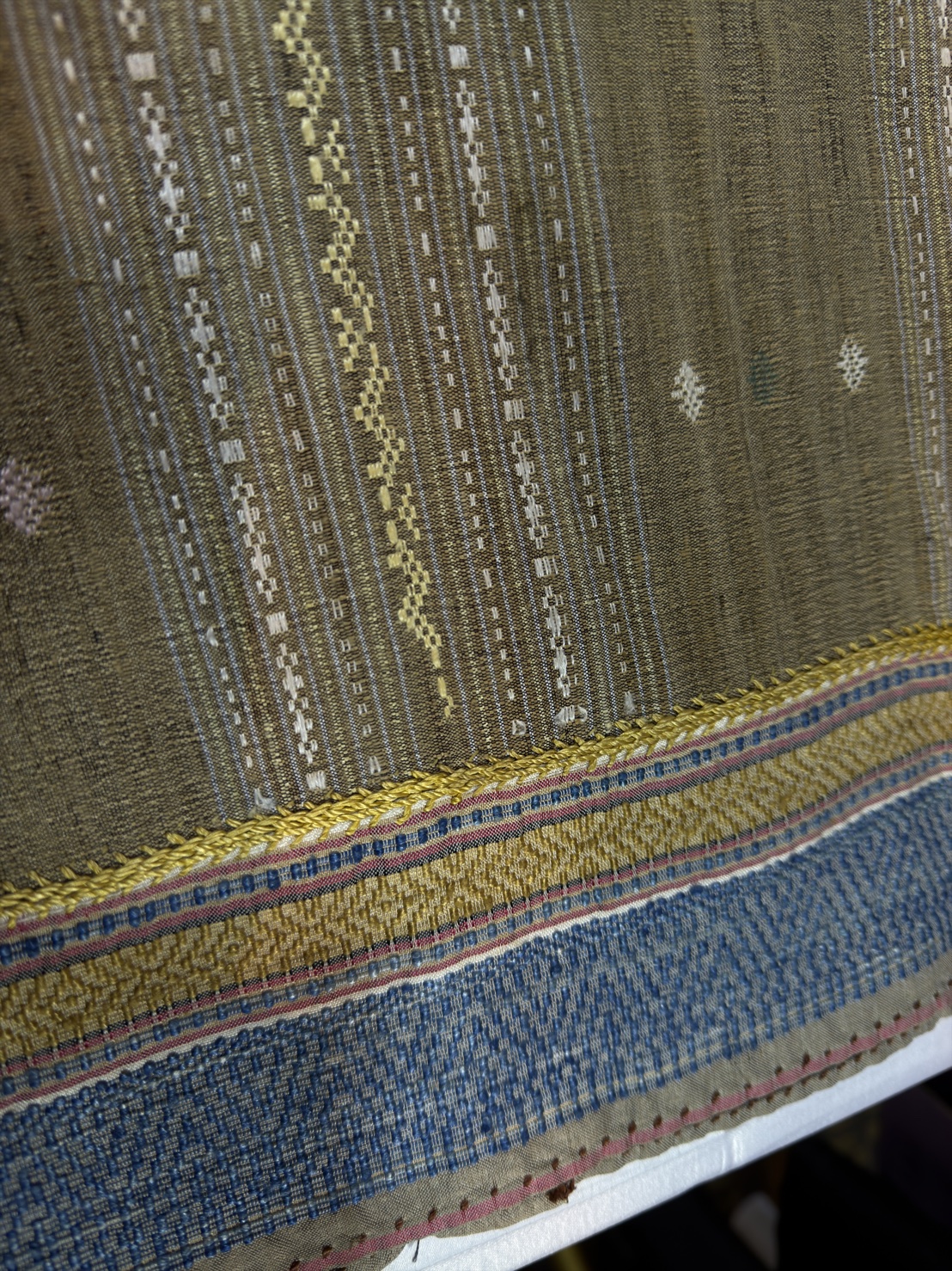 ซิ่นขิดไหม ต่อหัว ต่อเชิง ขนาด1x2เมตร สีเขียวทอง รหัส R4F-155-1246811