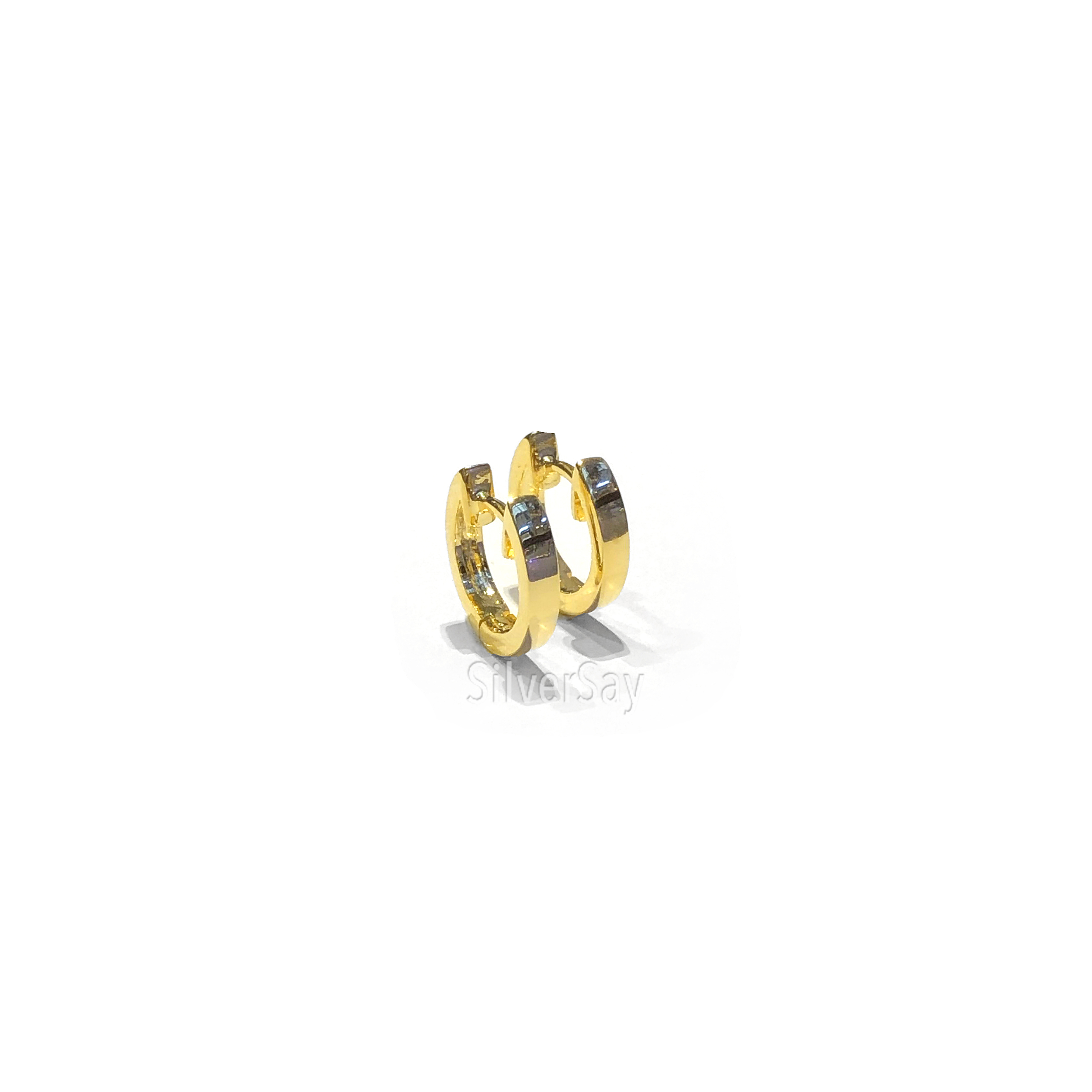 ต่างหูห่วงหน้าตัดเหลี่ยม/เกลี้ยง/วงใน 9 มม./สีทองคำ22k