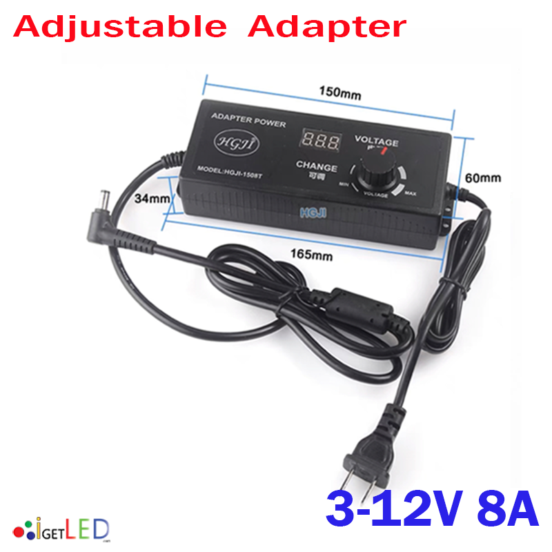 อะแดปเตอร์ ปรับค่าได้ 3-12V 8A หัวแจ๊ก 5.5x2.5mm Adjustable Power Adapter Supply
