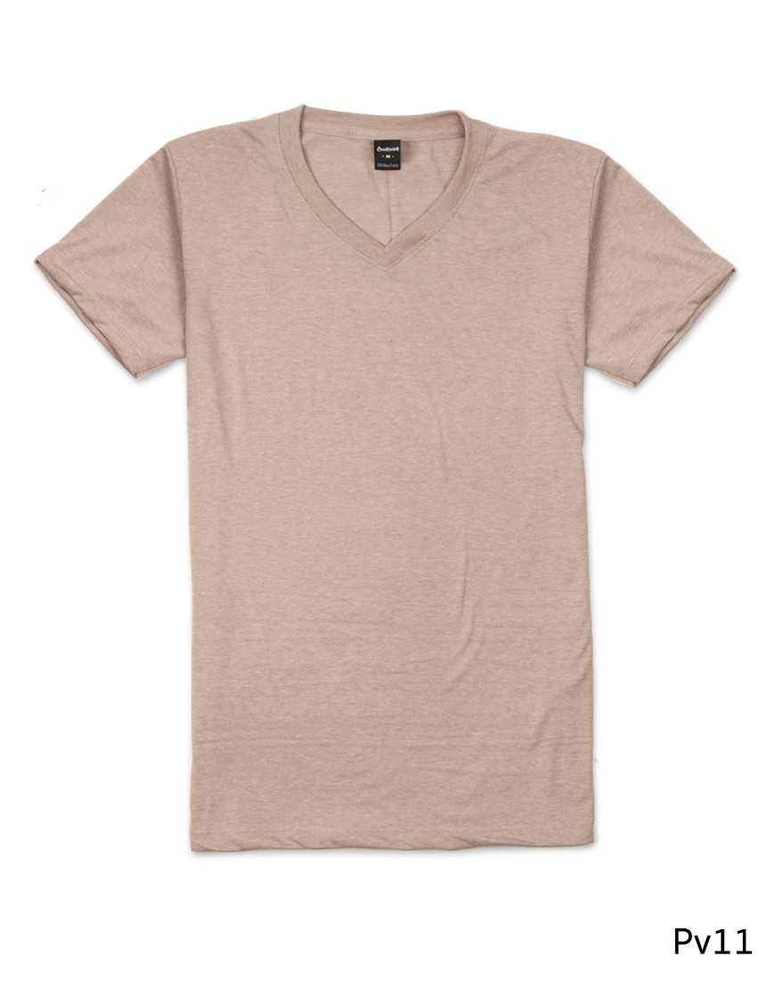เสื้อยืดคอวีเรียบ Pv11 สีเนื้อ
