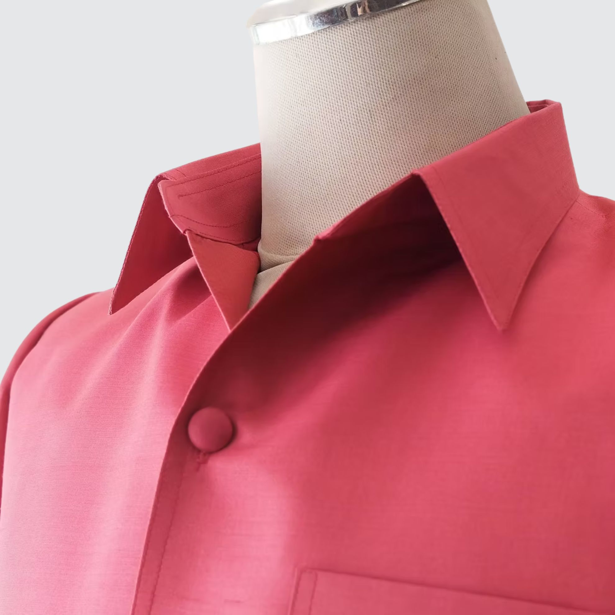 เสื้อสูทซาฟารี แขนสั้น ไหมสีพื้นเนื้อเรียบ | ตัดเย็บตามรูปร่าง | เลือกสีผ้า ส่งไซส์ได้