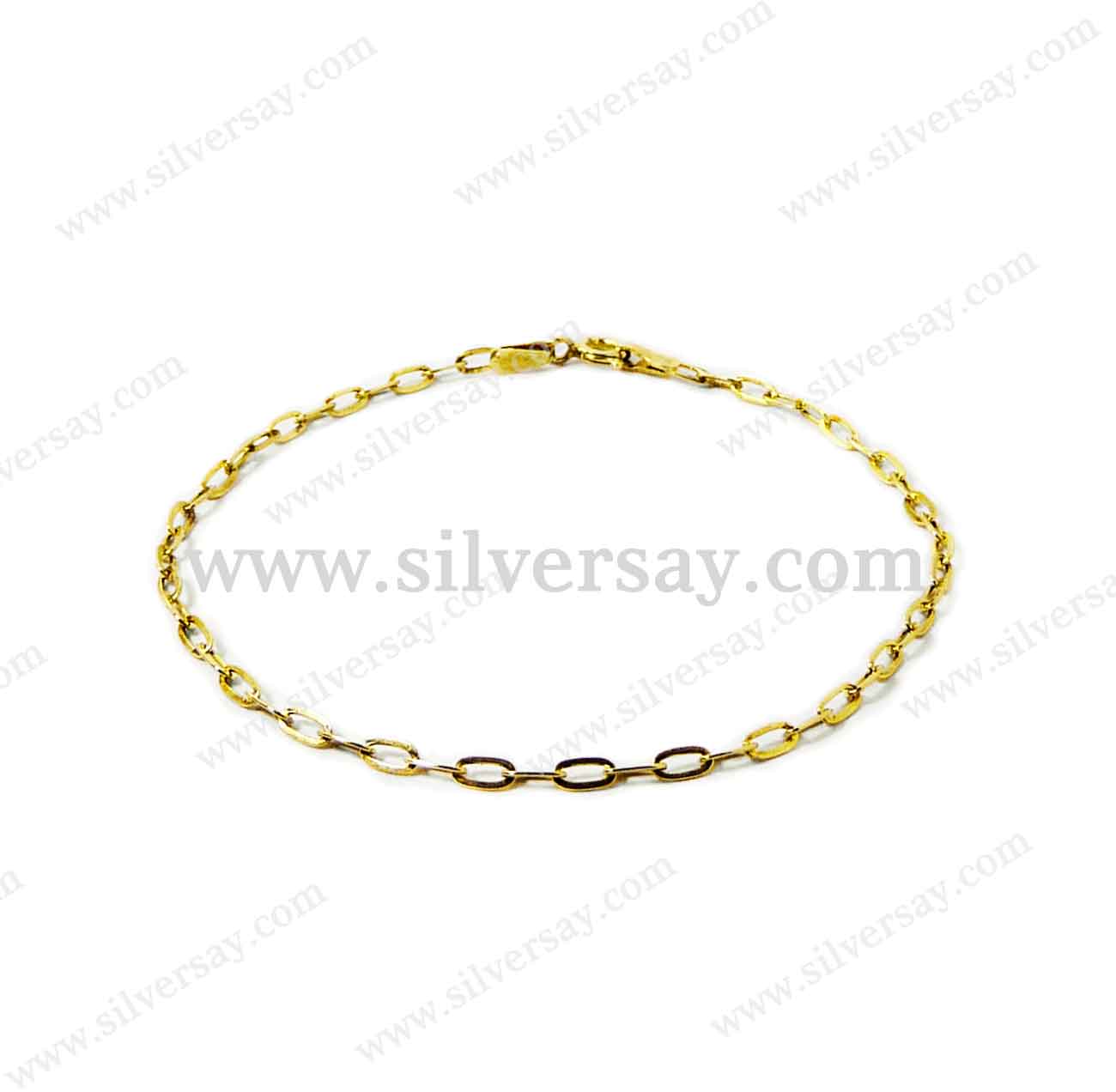 สร้อยข้อมือโซ่เหลี่ยม/สีทองคำ22k