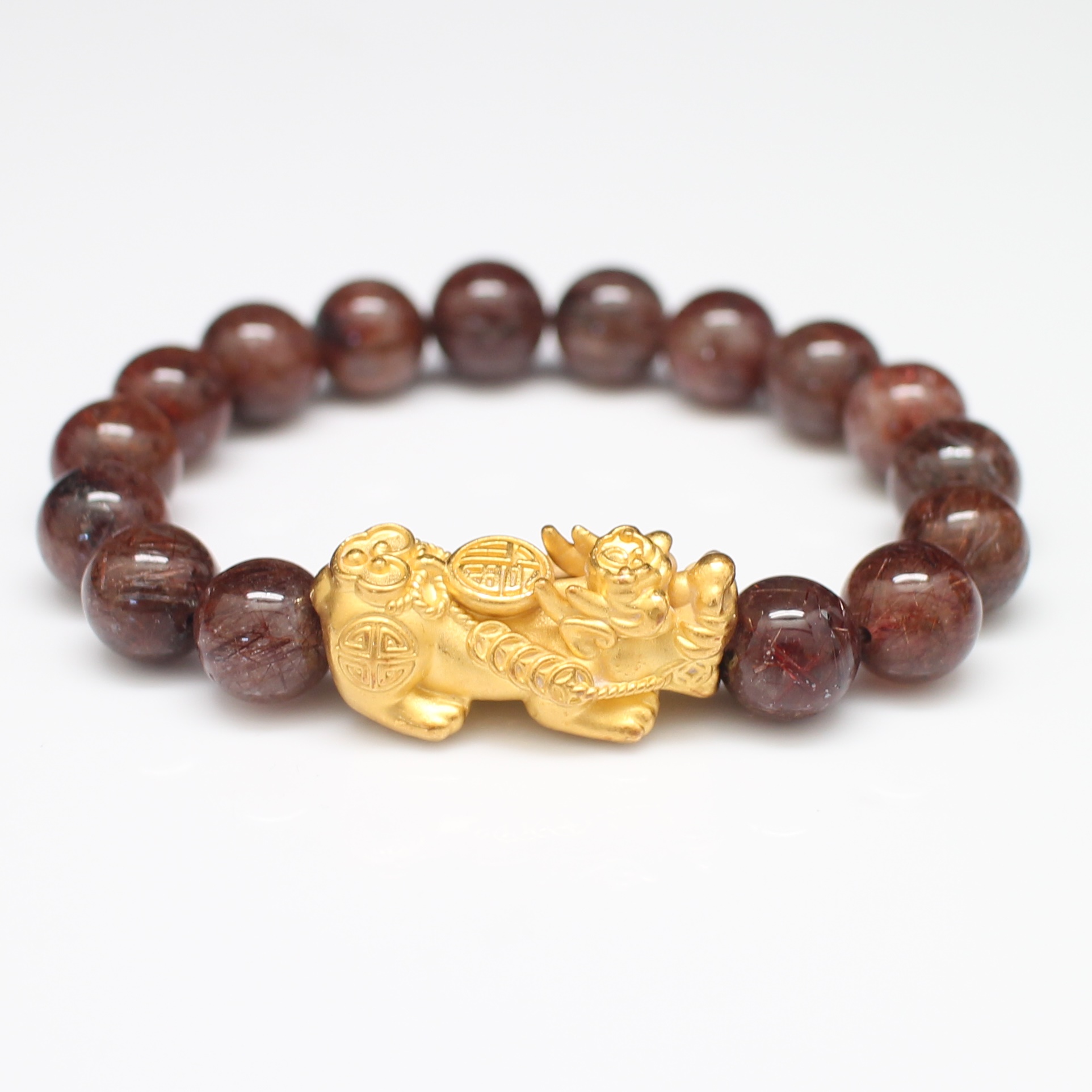 BL25159 สร้อยข้อมือปี่เซี๊ยะร้อยไหมทอง ปีเซี๊ยะทองแท้ 99.99% นน.รวม 30 กรัม ฟรีไซส์