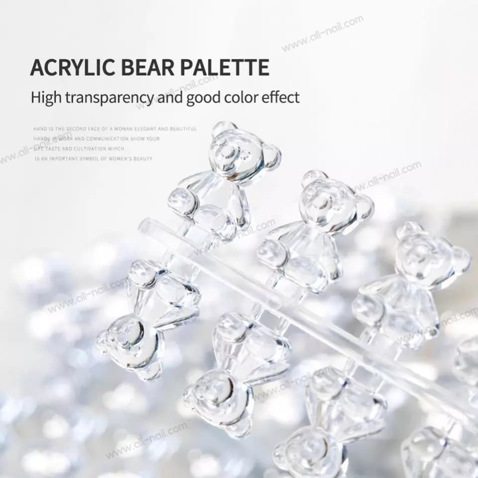 ชาร์ตสีรูปหมี ชาร์ตโชว์สี แผ่นชาร์ตรูปหมี ชาร์ตทาเล็บสีใส ชาร์ต3D 1เซต/120ชิ้น