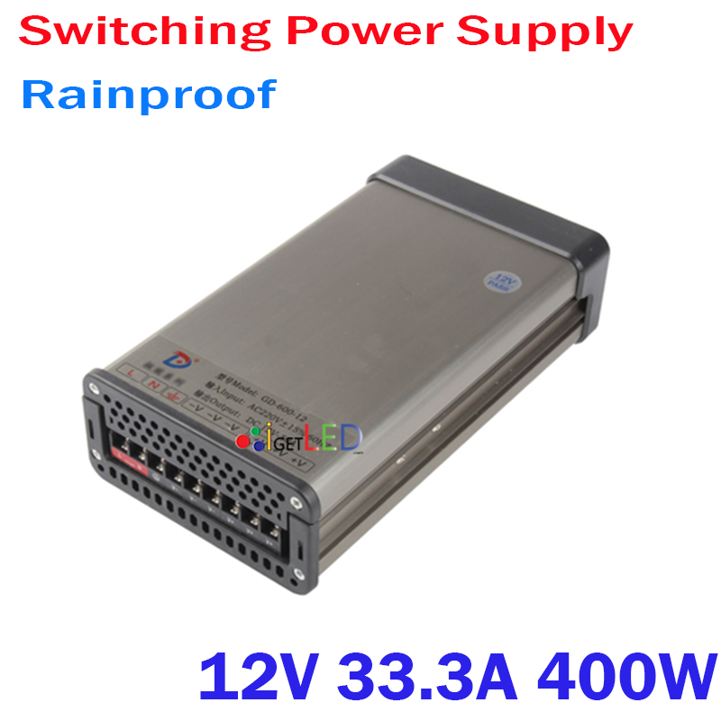12V 33.3A 400W หม้อแปลงกันฝน สวิทชิ่งกันฝน เพาเวอร์ ซัพพลาย Switching สำหรับกล้องวงจรปิด ไฟ LED พลังงานเต็ม อะแดปเตอร์