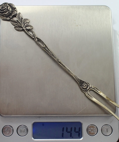 SI0090 ส้อมเงินลายกุหลาบ เงินแท้ นน. 14.4 กรัม