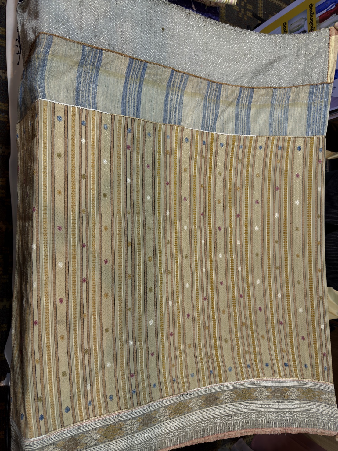 ซิ่นขิดไหม ต่อหัว ต่อเชิง ขนาด1x2เมตร สีเหลืองทองนวล รหัส R4F-155-1246812