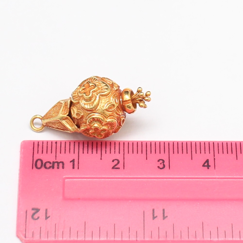 PD25052 จี้ลูกทับทิมดุลลาย ทองแท้ 75% นน.รวม 2.8 กรัม