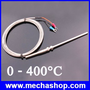เทอร์โมคัปเปิล สายเครื่องวัดอุณหภูมิ 400องศา 3m Cable Stainless Steel 100mm Probe K type Sensors High Temperature Thermocouple