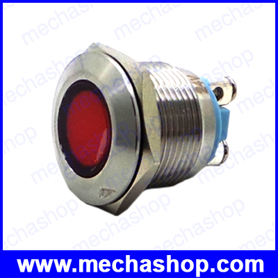 ไฟสัญญาณ ไฟแสดงสถานะ LED Metal Indicator light 19mm waterproof Signal lamp LIGHT 12V, 24V, 220V แสงสีแดง 19ZSD.PY.L