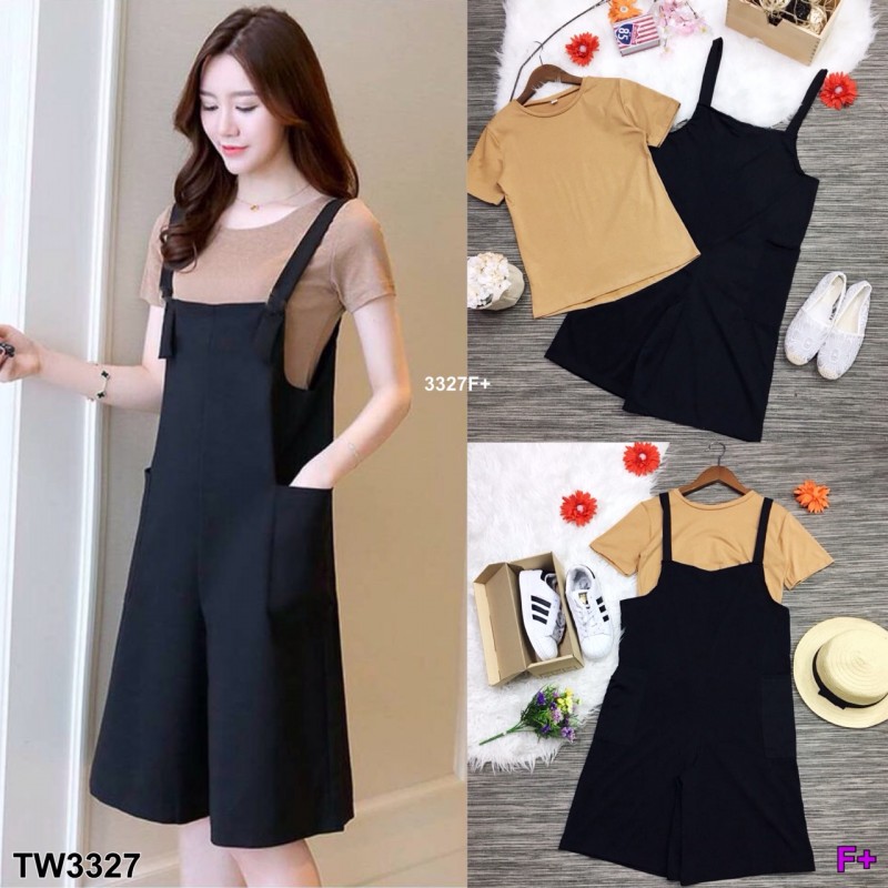 เซท เสื้อยืดแขนสั้น กับเอี๊ยมขาบาน 4 ส่วน TW3327