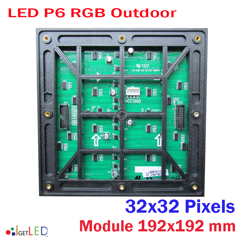 LED P6 RGB Full Color โมดูลสีเต็ม จอแสดงผล LED 32x32 Pixel จอแสดงผล P6 แผ่นขนาด 192x192mm
