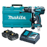 MAKITA DHP458RFE ชุดสว่านกระแทกไร้สาย 18V ขนาด 13 มม.(1/2") 84Nm พร้อมแบตแท่นชาร์จ มากีต้า (ชุด)