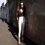 Set เสื้อสายเดี่ยว + กางเกงแต่งแถบ TW6922-ดำ