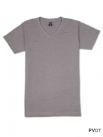 เสื้อยืดคอวีเรียบ Pv07 สีเทาม่วงฟอก