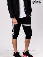 กางเกงสามส่วน พรีเมี่ยม ผ้า COTTON รหัส SS T315 TAX B สีดำ แถบTaxดำ