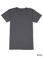 เสื้อยืดคอวีเรียบ Pv05 สีเทาดำฟอก