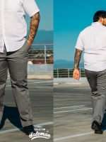 เอว 48 รุ่น ขายาวสแล็ก สีเทาดิน