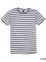 เสื้อยืดคอกลมลายทาง S039 (สีขาวเทา)