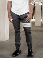 กางเกง JOGGER พรีเมี่ยม ผ้า COTTON รหัส SST 616 W สีเทา แถบขาว
