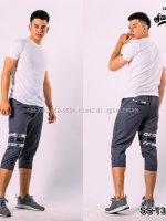 กางเกงสามส่วน พรีเมี่ยม ผ้า COTTON รหัส SST 316 S เทาแถบเงิน