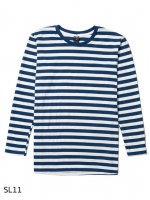 SL11 เสื้อยืดแขนยาวลายทาง สีขาวฟ้าคราม ริ้ว 1CM.