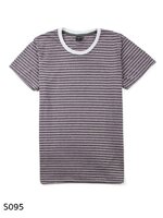 เสื้อยืดคอกลมลายทาง S095 (สีนมบราวนี่)