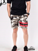 กางเกงขาสั้น พรีเมี่ยม ผ้า วอร์ม รหัส WT 278 Red ลายทหาร แถบ แดง