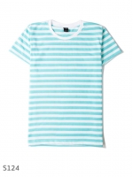 เสื้อยืดคอกลมลายทาง S124 (ครึ่งนิ้ว สีเขียวขาว มินต์)