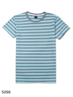 เสื้อยืดคอกลมลายทาง S096 (สีเทาฟ้าอ่อนพาสเทลริ้วเล็ก)