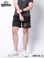 กางเกงขาสั้น พรีเมี่ยมวอร์ม รหัส WT215 A สีดำ แถบทหาร