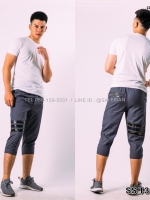 กางเกงสามส่วน พรีเมี่ยม ผ้า COTTON รหัส SST 316 A เทาแถบทหาร