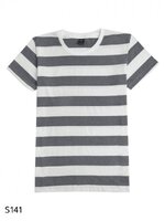 เสื้อยืดคอกลมลายทาง S141 (สีเทาฟอก)