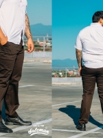 เอว 48 รุ่น ขายาวสแล็ก สีน้ำตาลเข้ม