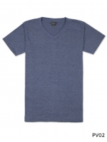 เสื้อยืดคอวีเรียบ Pv02 สีกรมฟอก